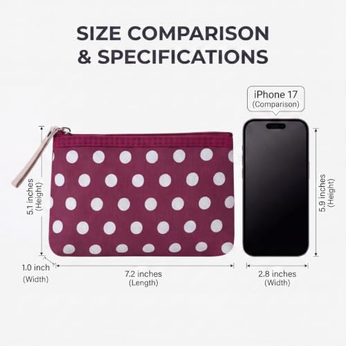 uekeboag Small Polka Dot Canvas Makeup Bag for Purses(03Wine Red) - color: 03Wine Red
