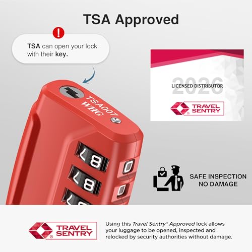 Puroma 2 Pack TSA Approved Luggage Locks 4 Digit Code Cable Lock Red | Resettable, Flexible Cable, Zipper holes, Zinc Alloy, Bright Color, Large White Numbers, Suitcase Train Travel, laptop bag - color: Basic Red