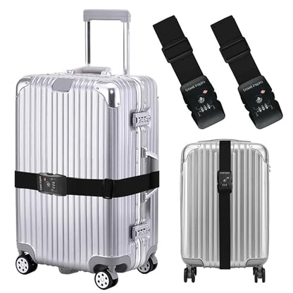 Travel Inspira 2 Pack Luggage Straps for Suitcases with TSA Lock - color: black