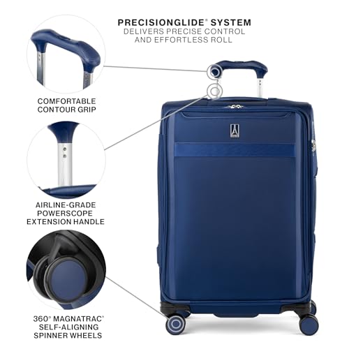 Travelpro VersaPack+ Softside Checked Luggage Suitcase, Navy Blue, 25-Inch - color: Estate Blue, size: Checked Medium