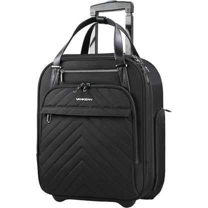 VANKEAN 16" Underseat Rolling Suitcase Travel Business Lightweight - color: Black