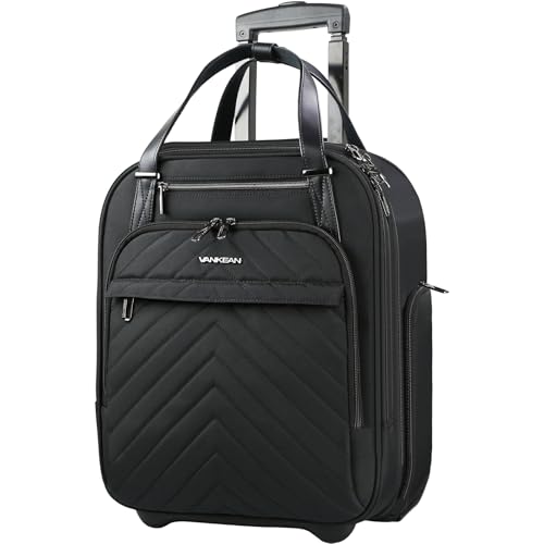 VANKEAN 16" Underseat Rolling Suitcase Travel Business Lightweight - color: Black
