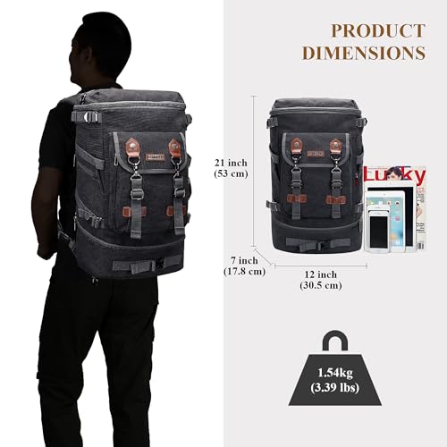 WITZMAN Travel Backpack for Men Women Carry-on Airline Approved - color: Black