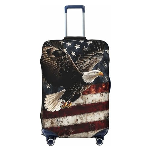 Travel Luggage Cover Bald Eagle with Flag, High Elasticity Washable Travel Baggage Protector Case Fits 22-24 in - color: Bald Eagle with Flag, size: 22-24 in