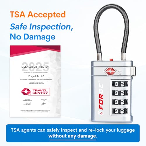 Forge Open Alert TSA Approved Luggage Locks, Black, 2 Pack Locks - color: Sliver 2 PK