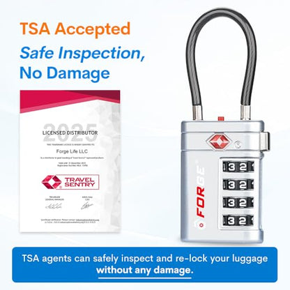 Forge Open Alert TSA Approved Luggage Locks, Black, 2 Pack Locks - color: Sliver 2 PK