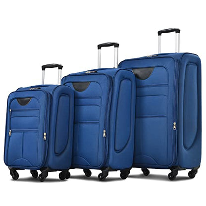 Merax Suitcase Set, Softside 3-Piece Expandable Luggage - color: Navy Blue(22/26/30)