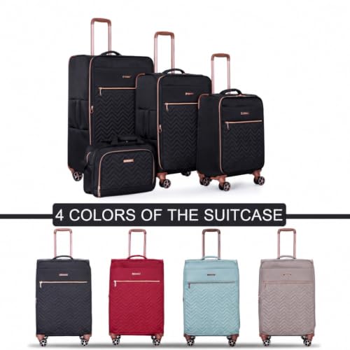 Travelhouse 4-Piece Softside Luggage Set with Spinner Wheels - color: Black, size: 4 piece