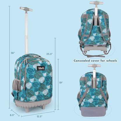 Tilami Rolling Backpack for Boys and Girls,Leaves - color: Leaves