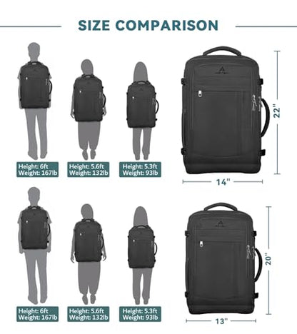 AREYTECO 55L Extra Large Travel Laptop Backpack,Carry On Backpack for Men - color: Black, size: 18.4 Inch (22''x14''x11'')