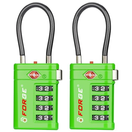 Forge Open Alert TSA Approved Luggage Locks, Green, 2 Pack Locks. - color: Green 2 PK