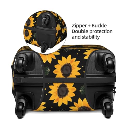 Travel Luggage Cover Sunflower, High Elasticity Washable Travel Baggage Protector Case Fits 18-21 in - color: Sunflower, size: 18-21 in