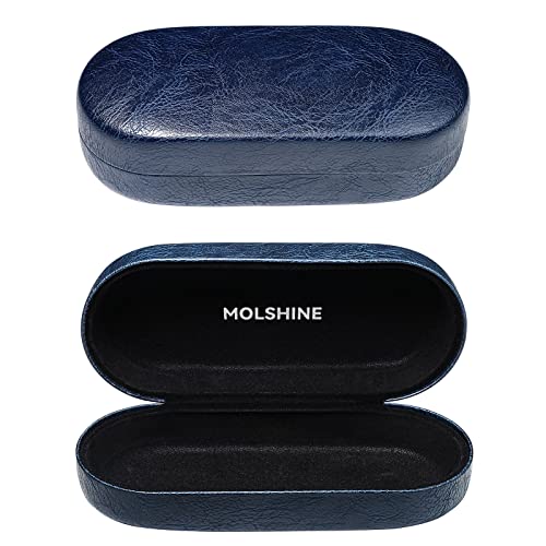 molshine Hard Shell Sunglasses Case, Classic Large Glasses Case for Women Men, Sunglass Eyeglasses - color: Dark Blue