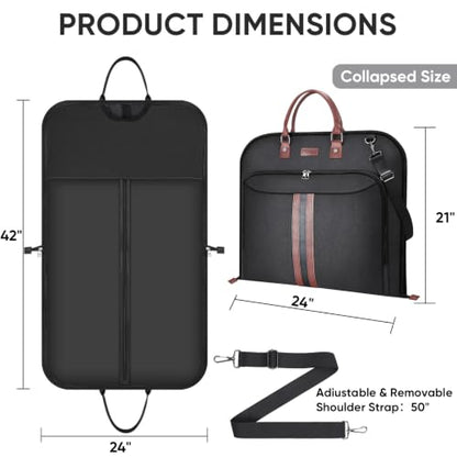 BALEINE Garment Bags for Travel, Water Resistant Carry on Suit Bag - color: Black, size: 42"