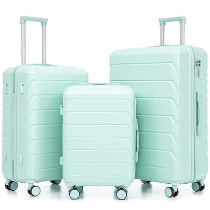 Hardshell Luggage Sets, Lightweight Stripes Suitcases with Spinner Wheels, Blue-220 - color: Blue-220, size: 20/24/28 Inch