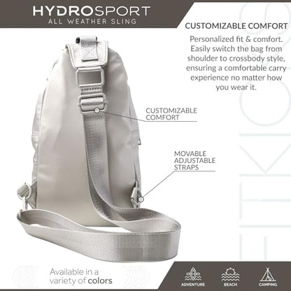 FITKICKS Hydrosport Sling Unisex Crossbody Travel Bag - color: Silver