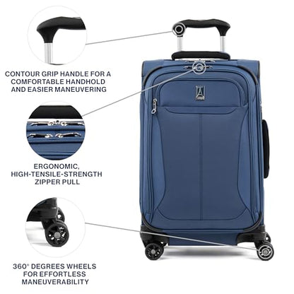 Travelpro Tourlite Softside 21" Expandable Luggage with 4 Spinner Wheels, Lightweight Suitcase, Carry-On, Blue - color: Blue, size: Carry-On 21-Inch