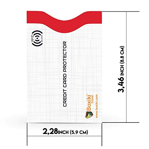 Boxiki Travel Set of 12 RFID Blocking Sleeves. Best way to Protect your Cards from Electronic Theft. Durable, Lightweight and Compact Design to fit in any Pocket or Purse. (White) - style: Classic White Collection