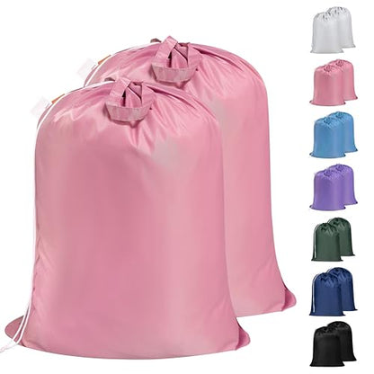 Polecasa 2 Pack Extra Heavy-Duty Laundry Bag with Handles, Pink, 28x36" - color: Pink, size: 28" x 36" | 2 Pack