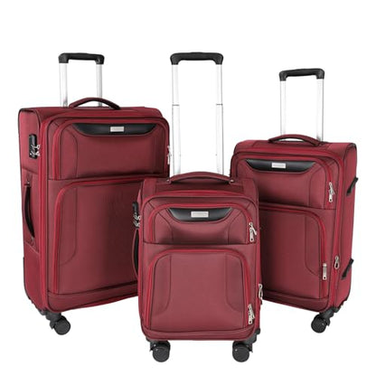 WireHot 3-Piece Softside Expandable Luggage Set, Burgundy, 20in/24in/28in - color: Burgundy