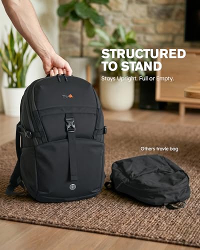 Tolaccea 30L Travel Backpack 15.6" Laptop Carry On Daypack for Work College - color: Black