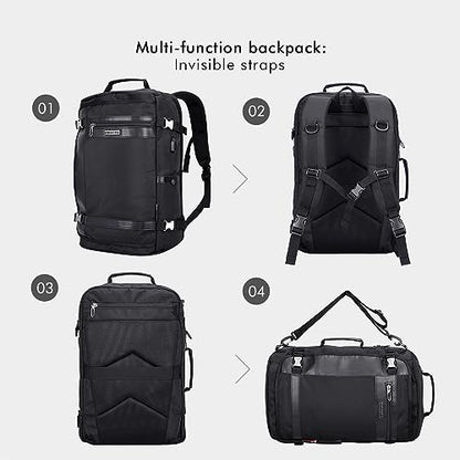 WITZMAN Travel Backpack for Men Women Laptop Backpack with USB Charging Port Carry-on Luggage Flight Approved(B686 Black) - color: Black