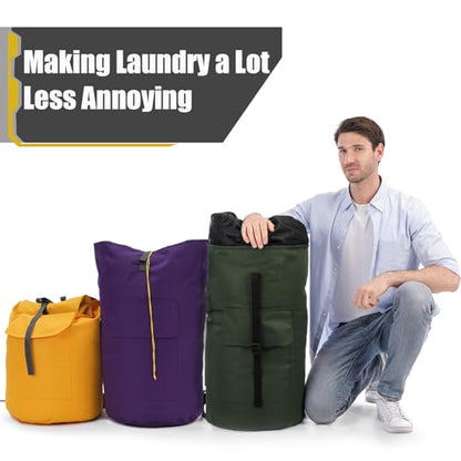 Backpack Laundry Bag, 115L Heavy Duty Extra Large College Laundry Backpack, Dirty Clothes Bag with Shoulder Straps, Laundry Hamper Bag with Drawstring Closure for College Dorm, Apartment Gold - color: Gold