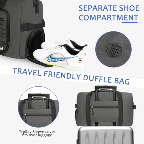 Goloni 65L Foldable Duffle Bag for Travel, Large Durable Travel Duffel Bag - color: Grey