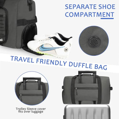 Goloni 65L Foldable Duffle Bag for Travel, Large Durable Travel Duffel Bag - color: Grey