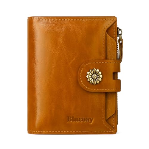 Leather Wallet Women,RFID Blocking Womens Wallet Bifold Compact Card Holder Small Wallet for Women with Removable ID Window LightBrown - color: b1-lightbrown