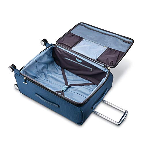 Samsonite Solyte DLX Softside Expandable Luggage with Spinner Wheels, Mediterranean Blue, Checked-Medium 25-Inch - color: Mediterranean Blue, size: Checked-Medium 25-Inch