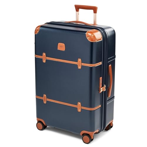 Bric's Bellagio 3.0 Spinner Trunk- Luxury Hardshell Check In Luggage with Large Wheels, Telescopic Handle, Leather Detailing - Expandable Rolling Suitcase - 27", Blue - color: Blue, size: Checked-medium