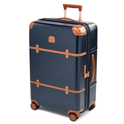 Bric's Bellagio 3.0 Spinner Trunk- Luxury Hardshell Check In Luggage with Large Wheels, Telescopic Handle, Leather Detailing - Expandable Rolling Suitcase - 27", Blue - color: Blue, size: Checked-medium