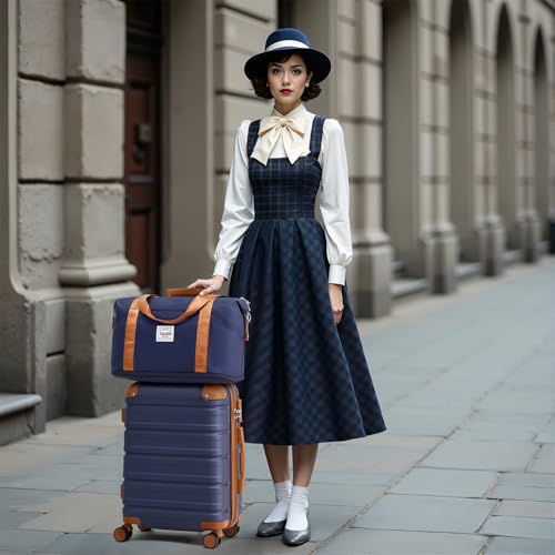 TAKUMI Luggage Sets, Hardside Suitcases with Wheels, Navy, 3 Piece - color: NAVY, size: 3 Piece Set(DB)