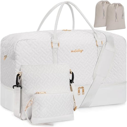 21" Weekender Bag Overnight Bag Travel Duffel Bag for Women - color: Beige, size: Large