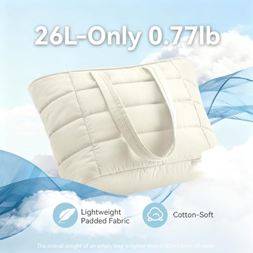 PASMAN Puffer Tote Bag for Women - Nurse Bag with Bottle Pocket - color: White, size: Large