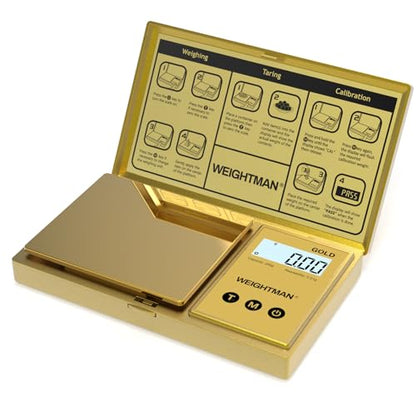 WEIGHTMAN Digital Scale Gram, 200g/0.01g Pocket Scale Gold Titanium Plating - color: Gold