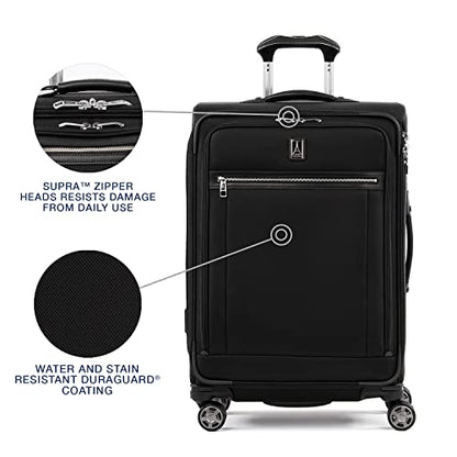 Travelpro Platinum Elite Checked Luggage Spinner, Black, 25-Inch - color: Shadow Black, size: Checked-Medium 25-Inch