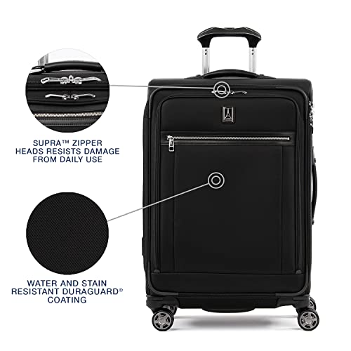 Travelpro Platinum Elite Checked Luggage Spinner, Black, 25-Inch - color: Shadow Black, size: Checked-Medium 25-Inch