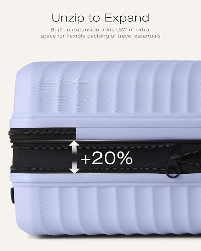 Coolife Luggage Carry-On, Lightweight PC Hardside Suitcase, 20-Inch, Black - color: Light Purple, size: Carry-On 20-Inch