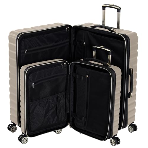 Kenneth Cole REACTION Madison Square Lightweight Hardside Chevron Expandable Spinner Luggage, Taupe, 2-Piece Set (20" & 28") - color: Taupe, size: 2-Piece Set (20" & 28")