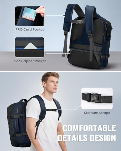 MATEIN Personal Item Backpack 18x14x8, Expandable Underseat Travel Backpack - color: Blue