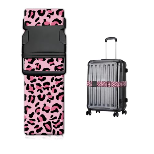 Luggage Strap for Suitcases Adjustable Travel Belt with Quick Release Buckle, Cute Travel Accessories for Suitcase Strap Pink Leopard Print - color: Pink Leopard Print