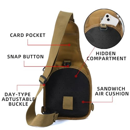 J.SH Tactical Sling Bag, Military Shoulder Bag with MOLLE, Crossbody Bag 9L - color: Khaki
