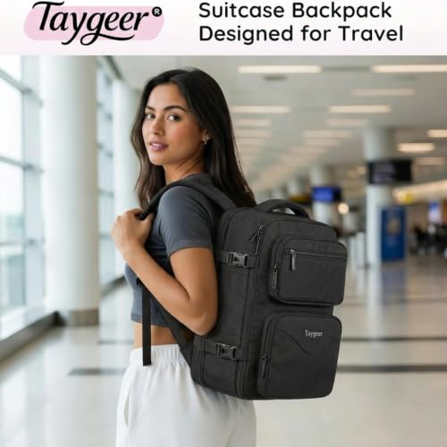 Taygeer Travel Backpack for Men, TSA Travel Laptop Backpack with Shoe Pouch - color: Black