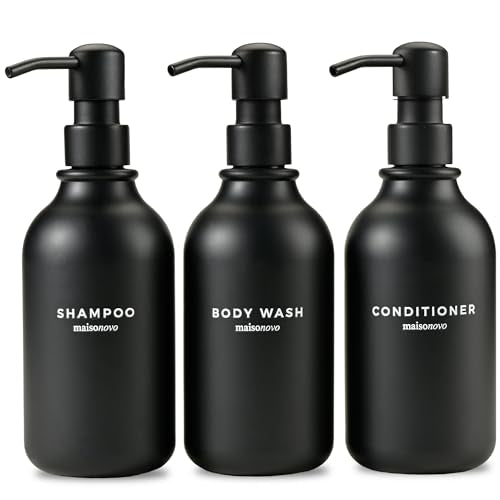 MaisoNovo Refillable Shampoo and Conditioner Bottles| Black Set of 3 - color: Black