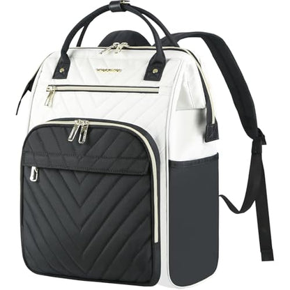 VANKEAN 15.6 Inch Laptop Backpack for Women Large Capacity - color: Beige/Black, size: 15.6 Inch