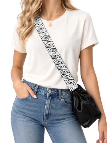 Purse Strap Replacement for Crossbody Bags & Handbags - color: Black White Geometric Diamond, size: 2 Inch Wide