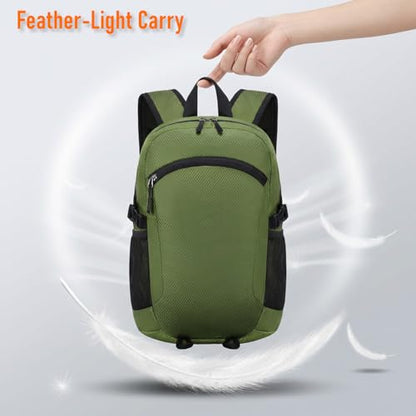 Lightweight Hiking Backpack 18L Packable Foldable Small Daypack Collapsible Travel Bag Water-Resistant for Women Men (Green) - color: Green, size: Small