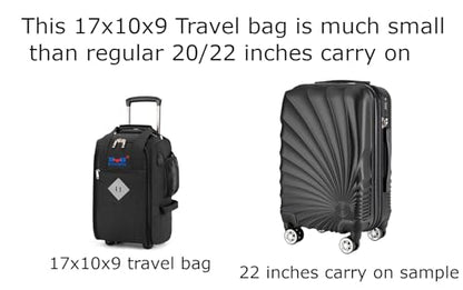 17x10x9 Inches Rolling Personal Item Under Seat Travel Bag Suitable For United Airlines, Not Suitcase, Rolling Travel Bag Design - color: Black